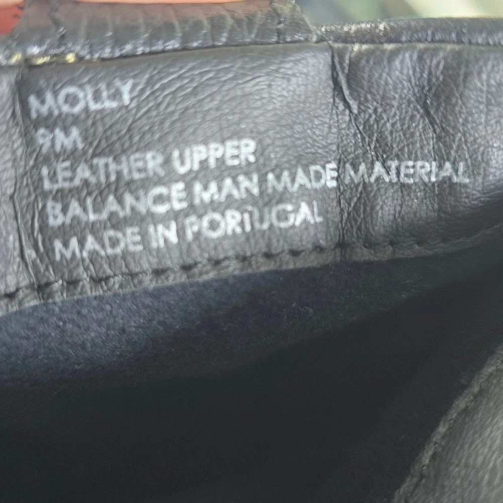 Bullboxer Molly Black Leather Ankle Boots Womens 9M Back‎ Zip Lug Sole Portugal